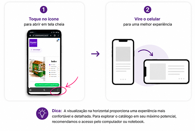 Dica para usar o catálogo no celular em tela cheia e na horizontal